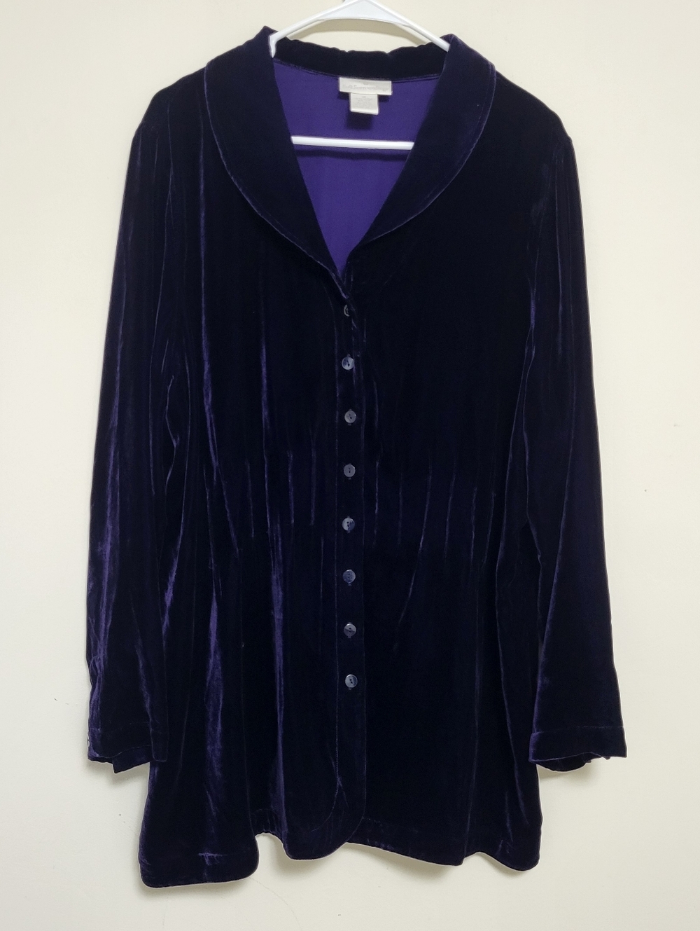 Soft Surroundings Purple crushed velvet tunic 1X Plus Size Quiet Luxury